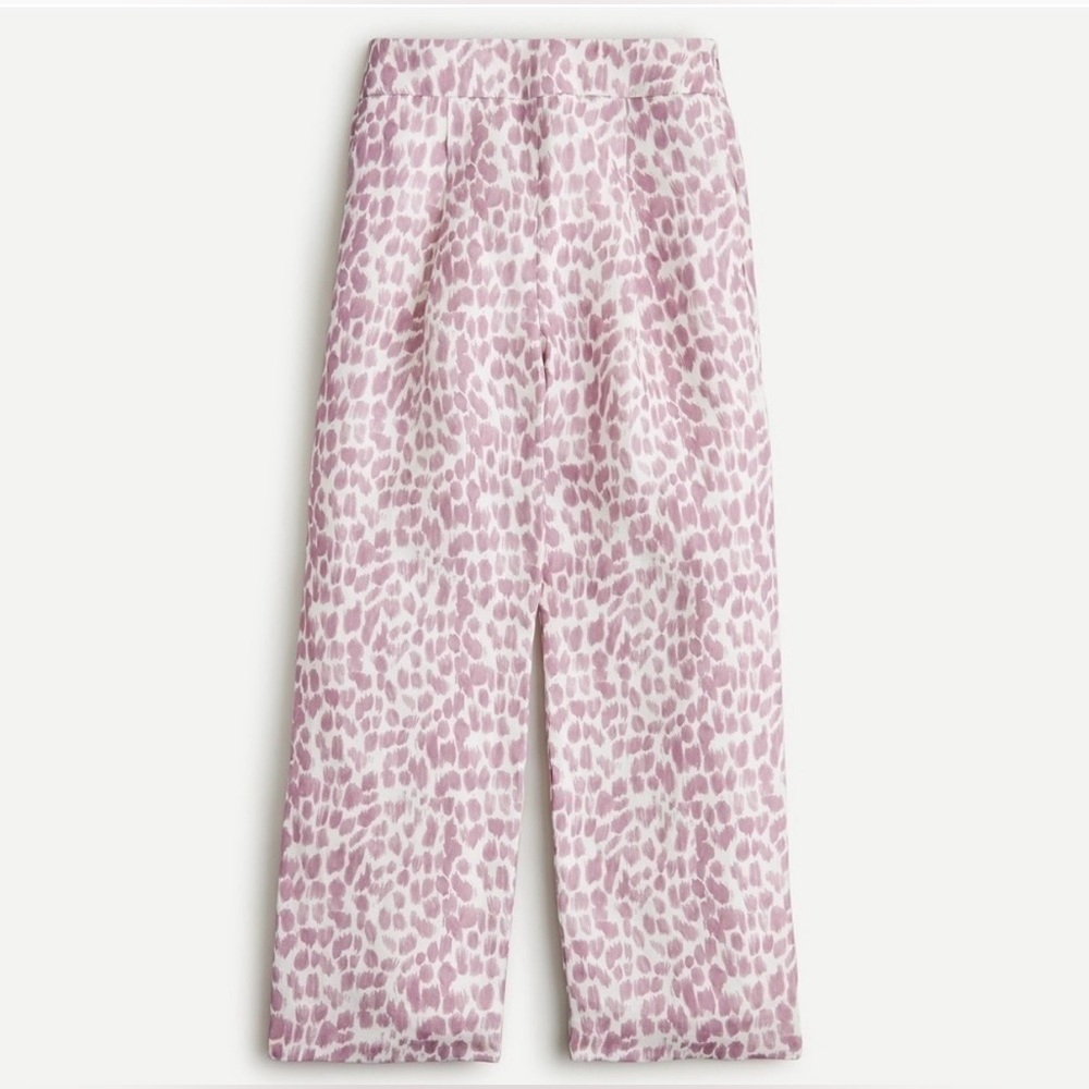 EUC J. Crew Pleated linen-blend pant in lilac giraffe print